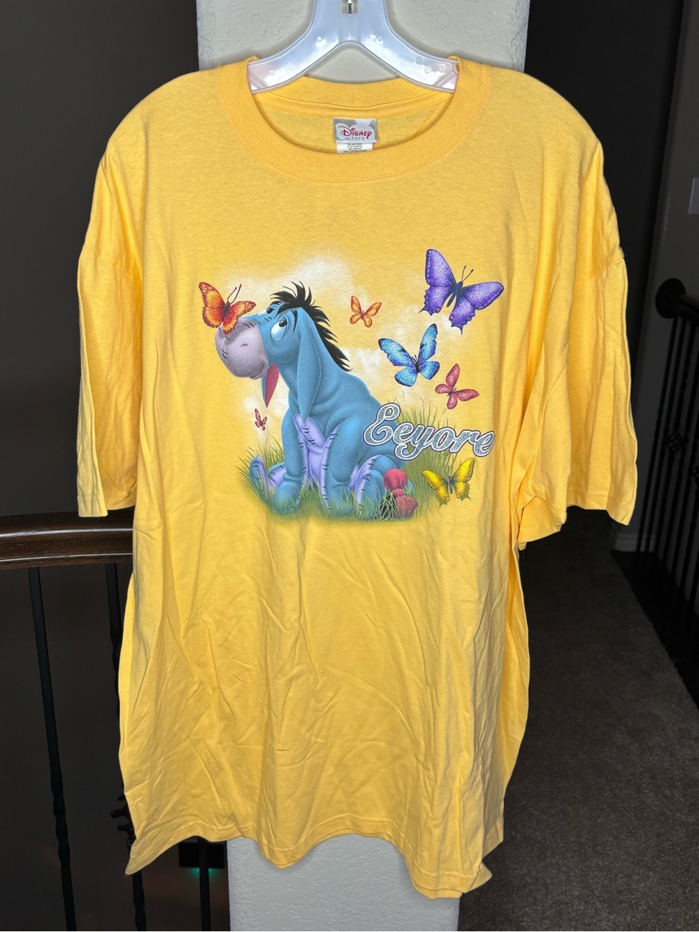 Disney Yellow Tee with Eeyore and Colorful Butterflies Size 2X NEW DEADSTOCK
